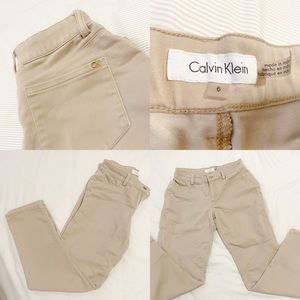 Calvin Klein nude khaki cropped straight leg pants